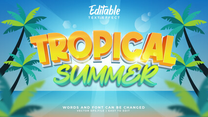 Summer text effect editable beach and travel text style