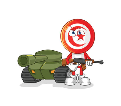 tunisia target character with tank and gun clip art preview