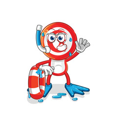 tunisia swimmer with buoy mascot. cartoon vector
