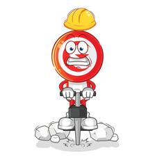 tunisia drill the ground cartoon character vector