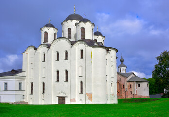 Fototapeta na wymiar Yaroslav's Courtyard of Veliky Novgorod