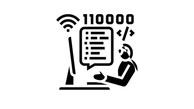 developer freelance line icon animation