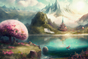Beautiful and breathtaking fantasy landscape