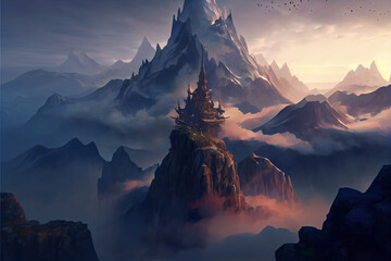 Fantasy mountain range in a fantasy campaign