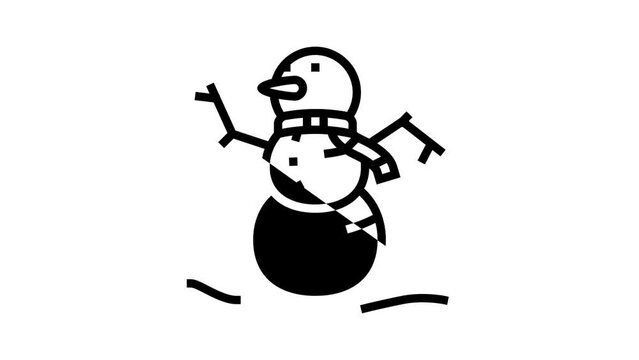 snowman winter line icon animation