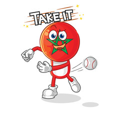 morocco throwing baseball vector. cartoon character