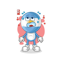 argentina low battery mascot. cartoon vector