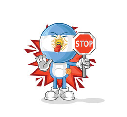 argentina holding stop sign. cartoon mascot vector