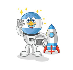 argentina astronaut waving character. cartoon mascot vector