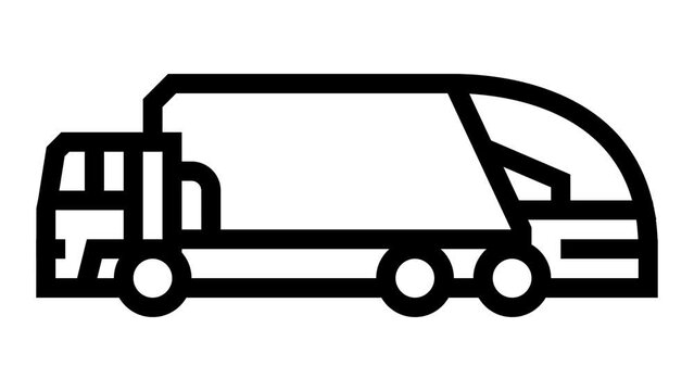 garbage construction car vehicle line icon animation
