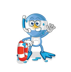 argentina swimmer with buoy mascot. cartoon vector