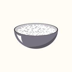 asian rice in a plate, vector illustration