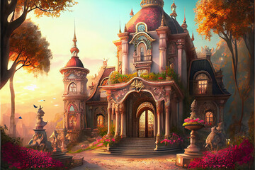 Fototapeta na wymiar Fantasy castle palace in a faraway kingdom