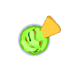 Nachos with guacamole sauce, latinamericanfood vector illustration