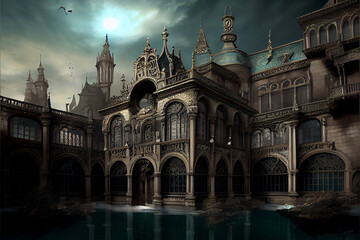 Fototapeta na wymiar Fantasy castle palace in a faraway kingdom