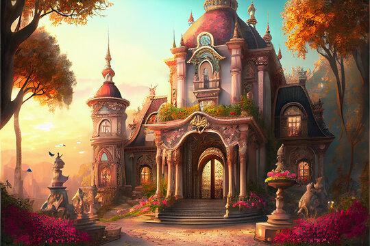 Fantasy castle palace in a faraway kingdom