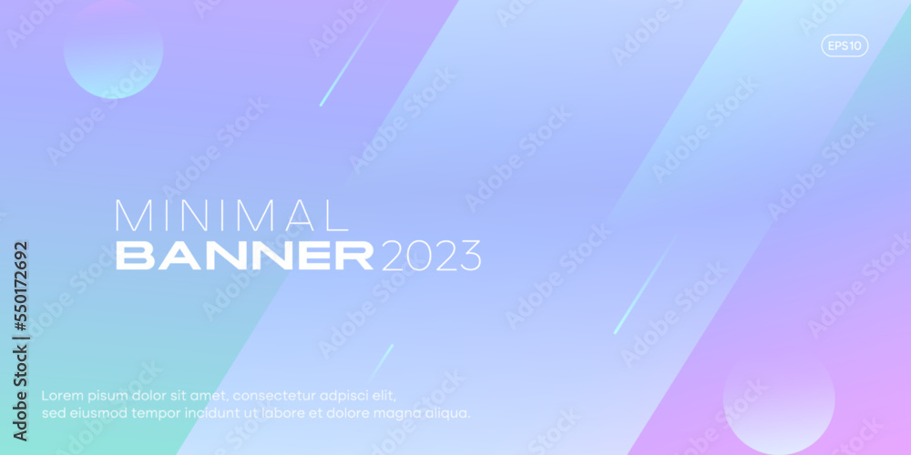 Poster Abstract blue background with lines. Dynamic banner design template with gradient composition. Vector, 2023