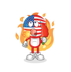 america eat hot chilie mascot. cartoon vector