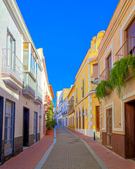 Beautiful little street in Merida Spain. - obrazy, fototapety, plakaty