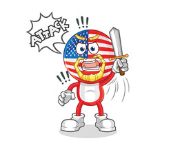 america knights attack with sword. cartoon mascot vector