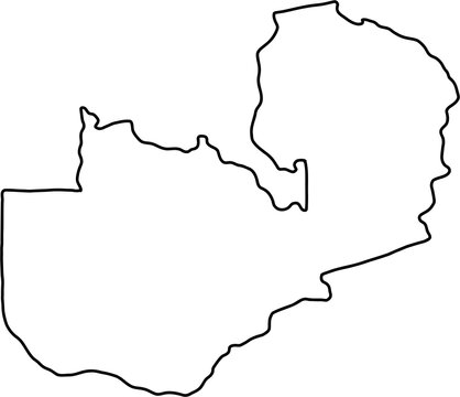 doodle freehand drawing of zambia map.