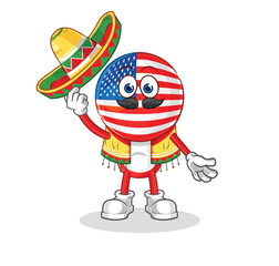 america Mexican culture and flag. cartoon mascot vector