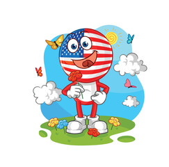 america pick flowers in spring. character vector