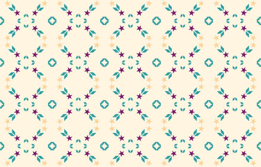 Vector ethnic seamless pattern geometric elements. Pattern fabric with geometric elements bright colors printed. Perfect for textile, wrapping paper, wallpaper, background, batik, fabric, illustration