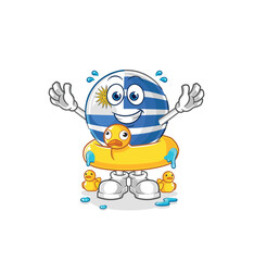 uruguay with duck buoy cartoon. cartoon mascot vector