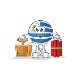 uruguay holding dynamite detonator. cartoon mascot vector
