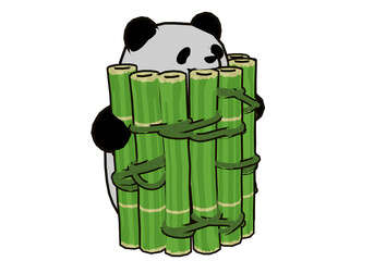 Panda bear with a bamboo high quality 3d render © Abdur