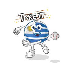 uruguay throwing baseball vector. cartoon character