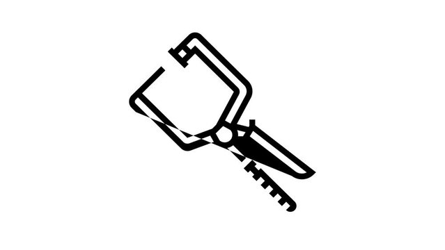 right angle clamp carpenter tool line icon animation