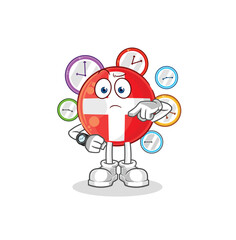 swiss with wristwatch cartoon. cartoon mascot vector