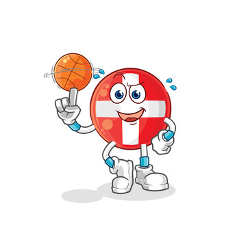swiss playing basket ball mascot. cartoon vector