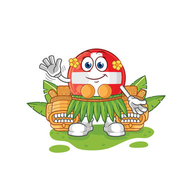 swiss hawaiian waving character. cartoon mascot vector