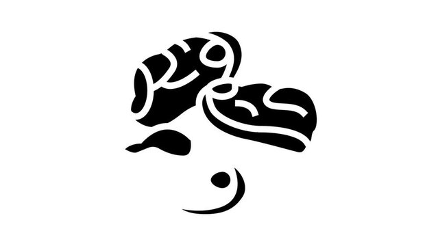 peeled mussel glyph icon animation