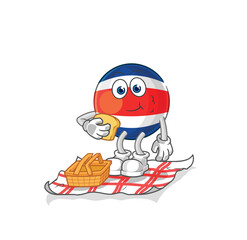 costa rica on a picnic cartoon. cartoon mascot vector