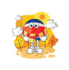 costa rica in the autumn. cartoon mascot vector
