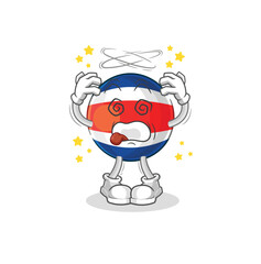 costa rica dizzy head mascot. cartoon vector