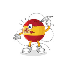 spain with paper plane character. cartoon mascot vector