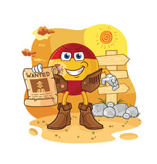 spain cowboy with wanted paper. cartoon mascot vector