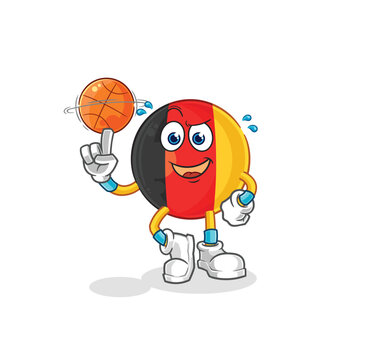 belgium playing basket ball mascot. cartoon vector