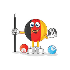 belgium plays billiard character. cartoon mascot vector