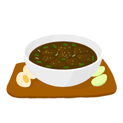 rawon culinary typical of Central Java, Indonesia. Beef soup with black sauce and spicy taste.