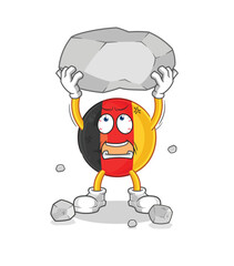 belgium lifting rock cartoon character vector