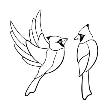 recommend clip art: Couple bird line art vector
