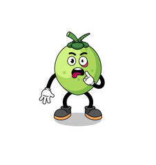 Character Illustration of coconut with tongue sticking out