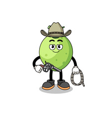 Character mascot of coconut as a cowboy