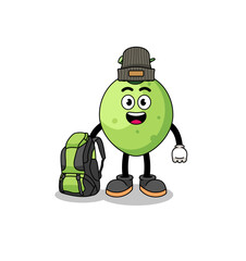 Illustration of coconut mascot as a hiker
